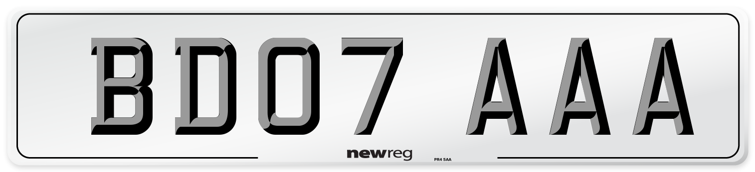 BD07 AAA Number Plate from New Reg